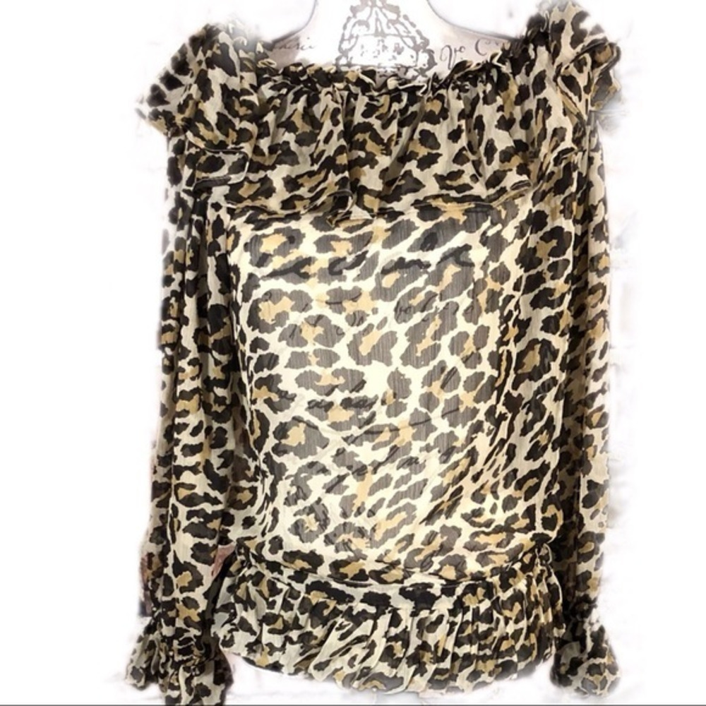 Resistol Leopard Print Sheer Top Size Large‎